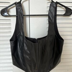 SHEIN Black Faux Leather Crop Top
